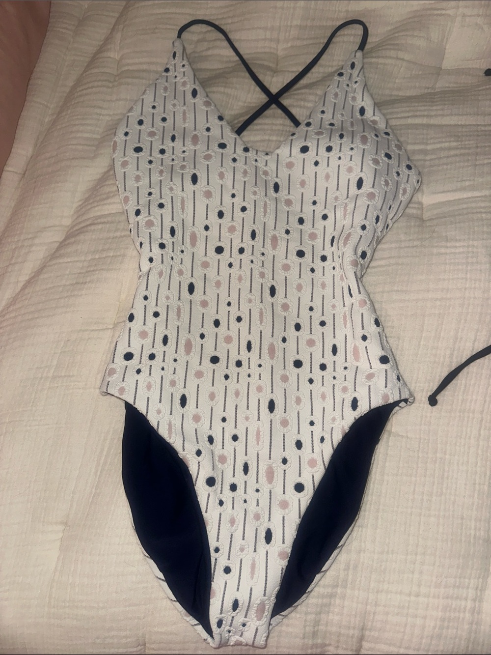 WET SWIMWEAR FIORA ONE PIECE SWIMSUIT WHITE PINK NAVY - XS - NWT
